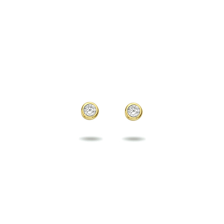 oorknoppen zirkonia 14K geelgoud