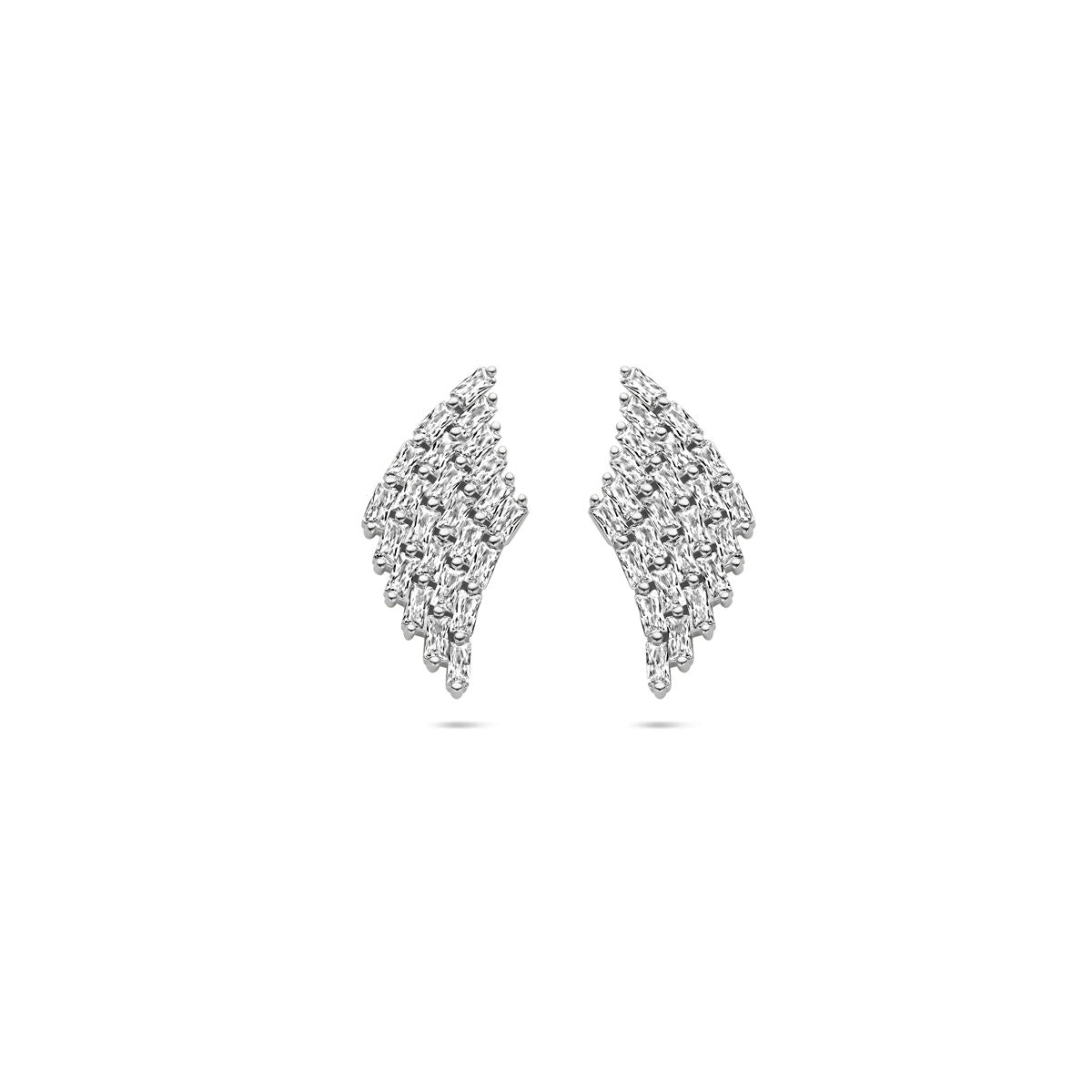 Pendientes de zircón de 23 mm en plata rodiada con diseño en forma de alas.