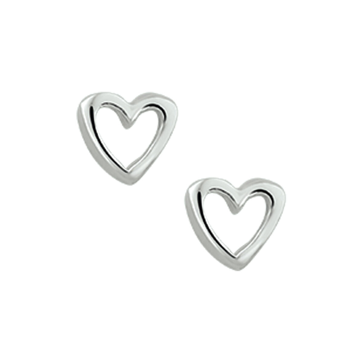 pendientes de botón corazón plata blanco