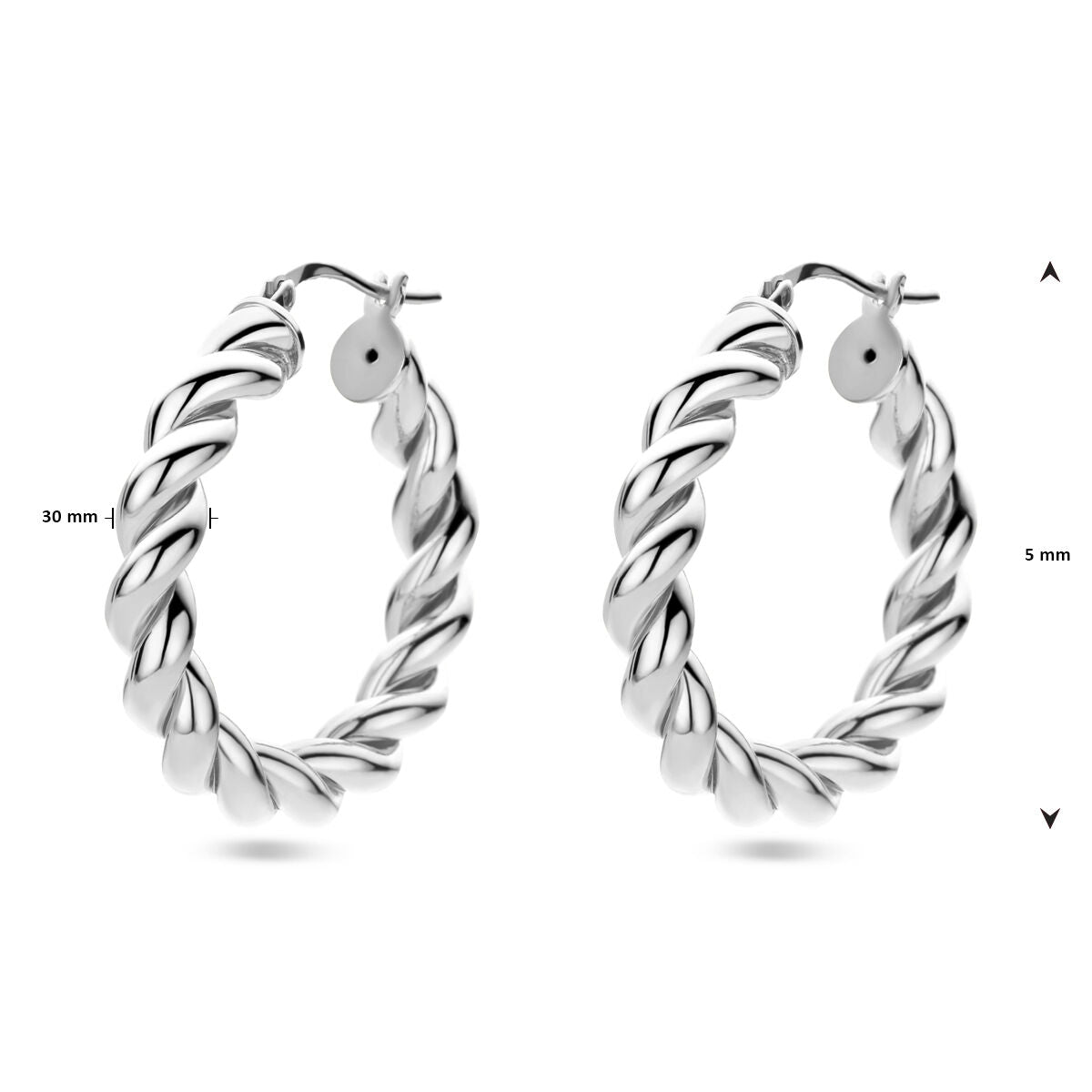 aros retorcidos de plata rodiada