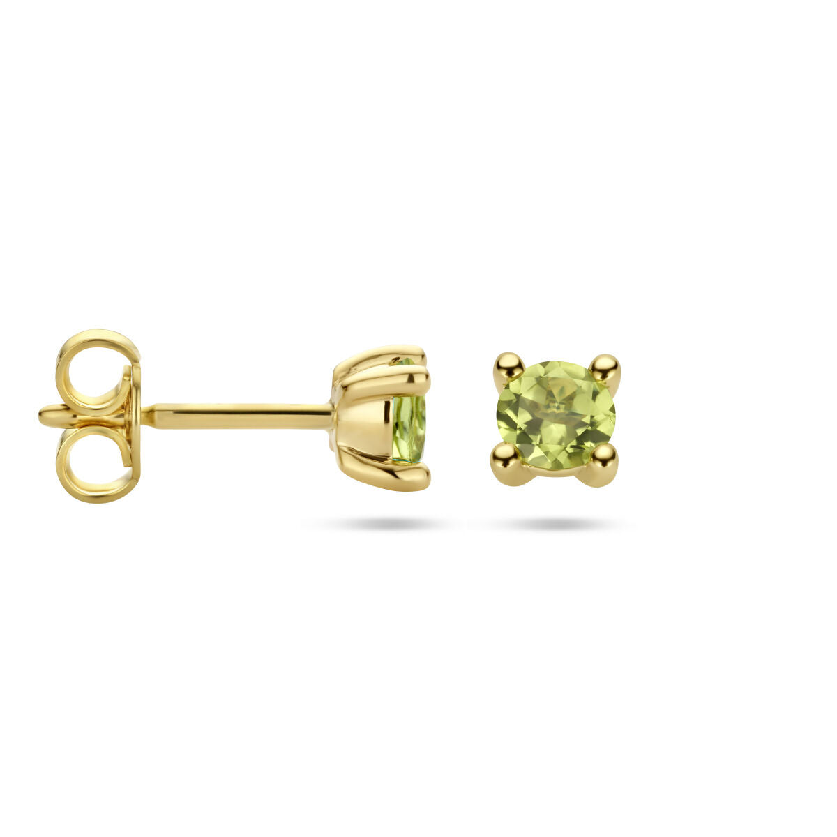 pendientes de botón peridoto 14K oro amarillo