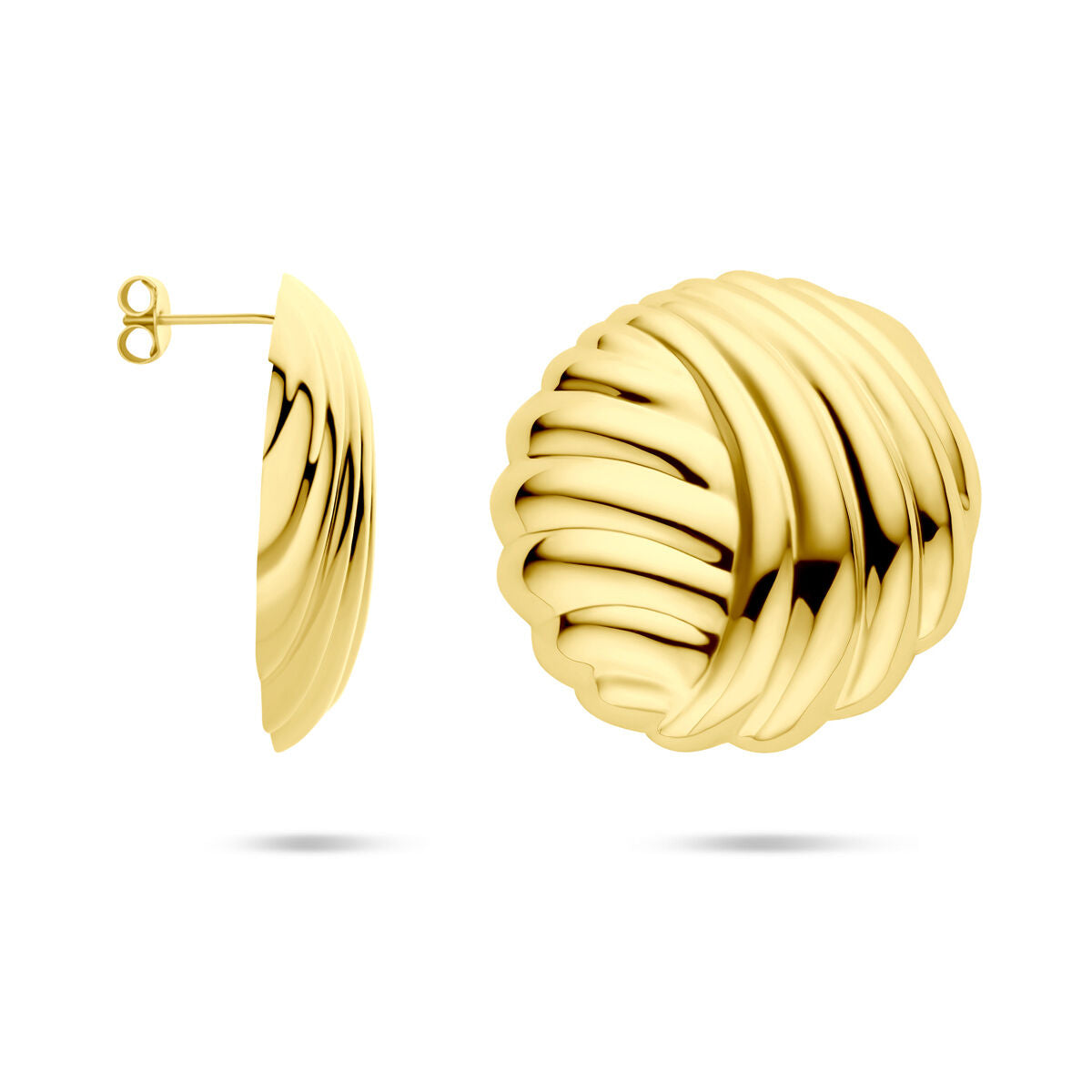 pendientes de botón 35 mm 1 micron plata chapado en oro amarillo
