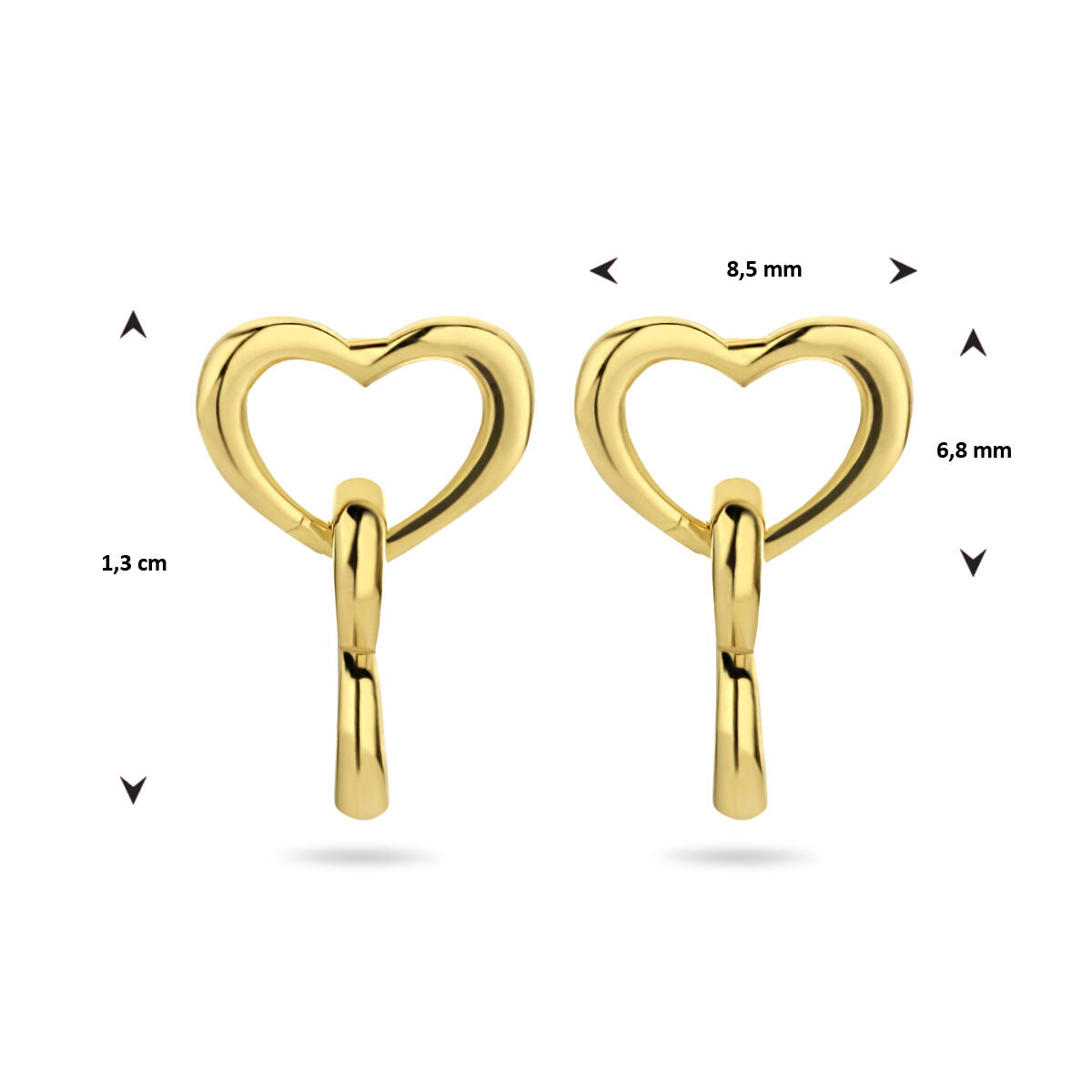 pendientes de corazón 1 micrón plata chapado en oro amarillo
