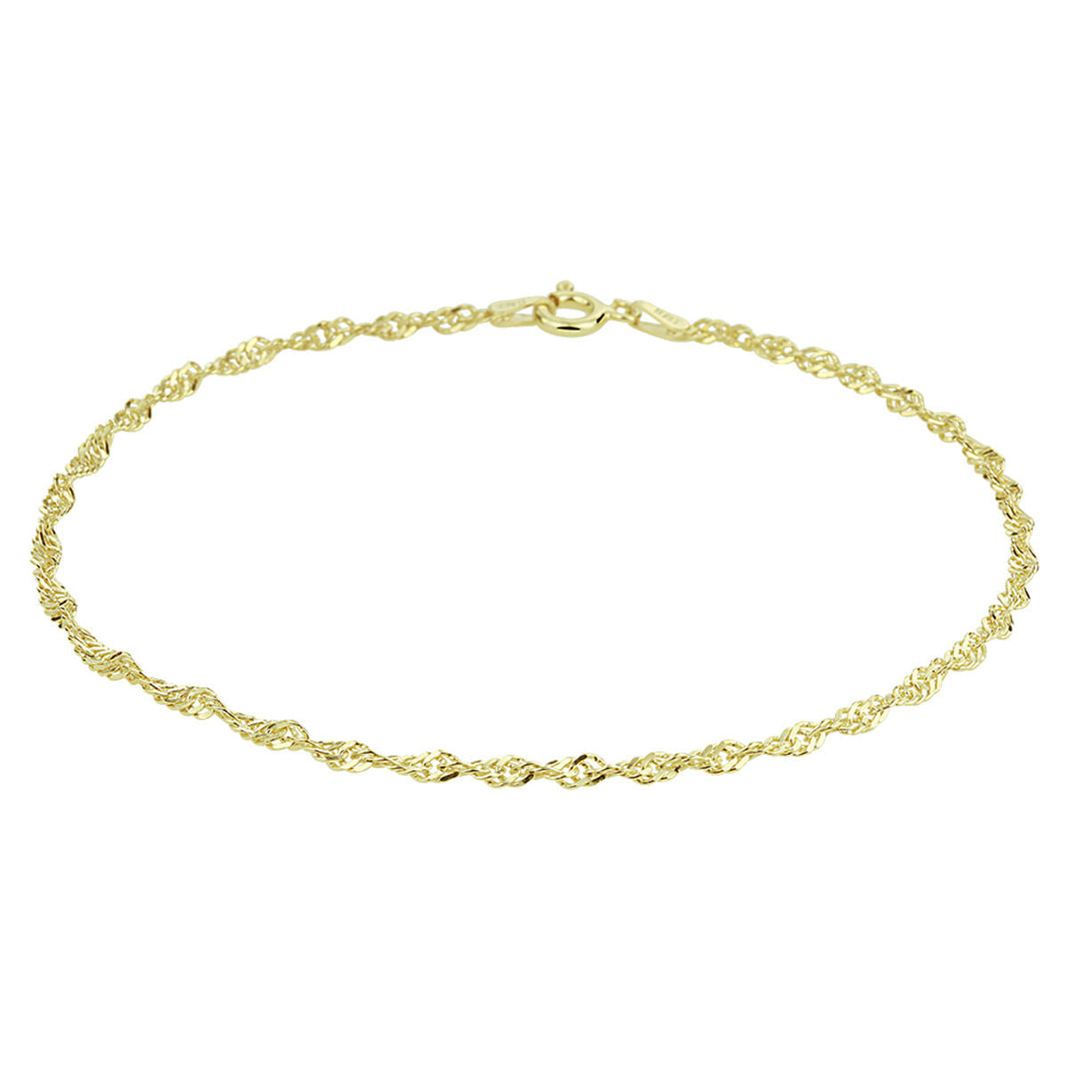 Pulsera de tobillo de 2,25 mm, 24 cm, en plata dorada amarilla con diseño entrelazado.