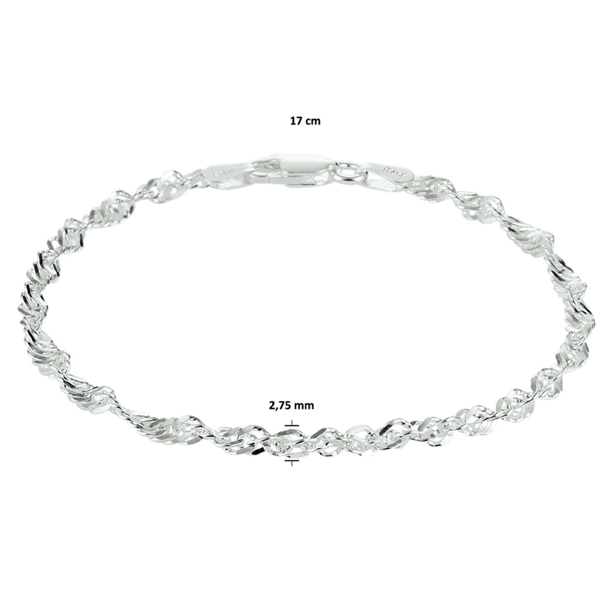 singapore 2,75 mm plata blanco