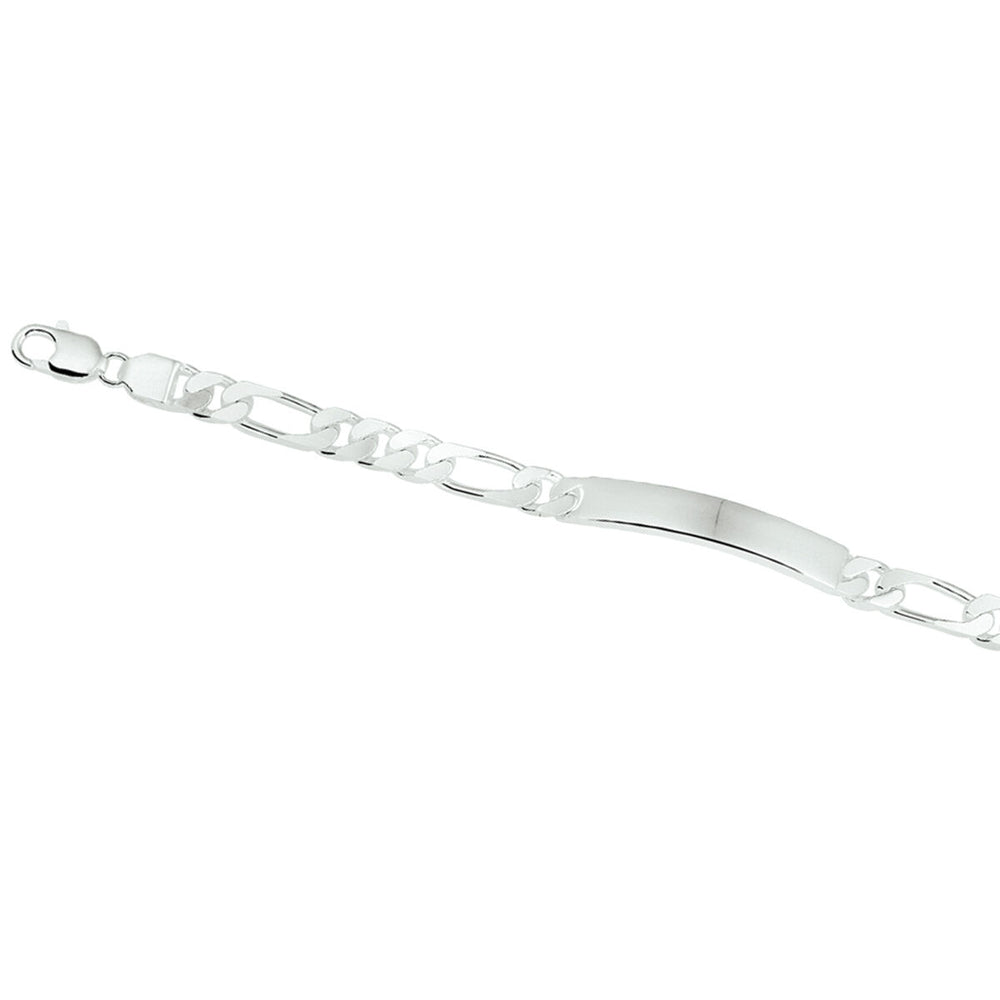 De Van der Kooij Collectie graveerarmband figaro plaat 7,6 mm 20 cm in zilver wit is een unisex armband met stevige karabijnsluiting en gladde identificatieplaat, perfect voor tijdloze stijl met een persoonlijke touch.