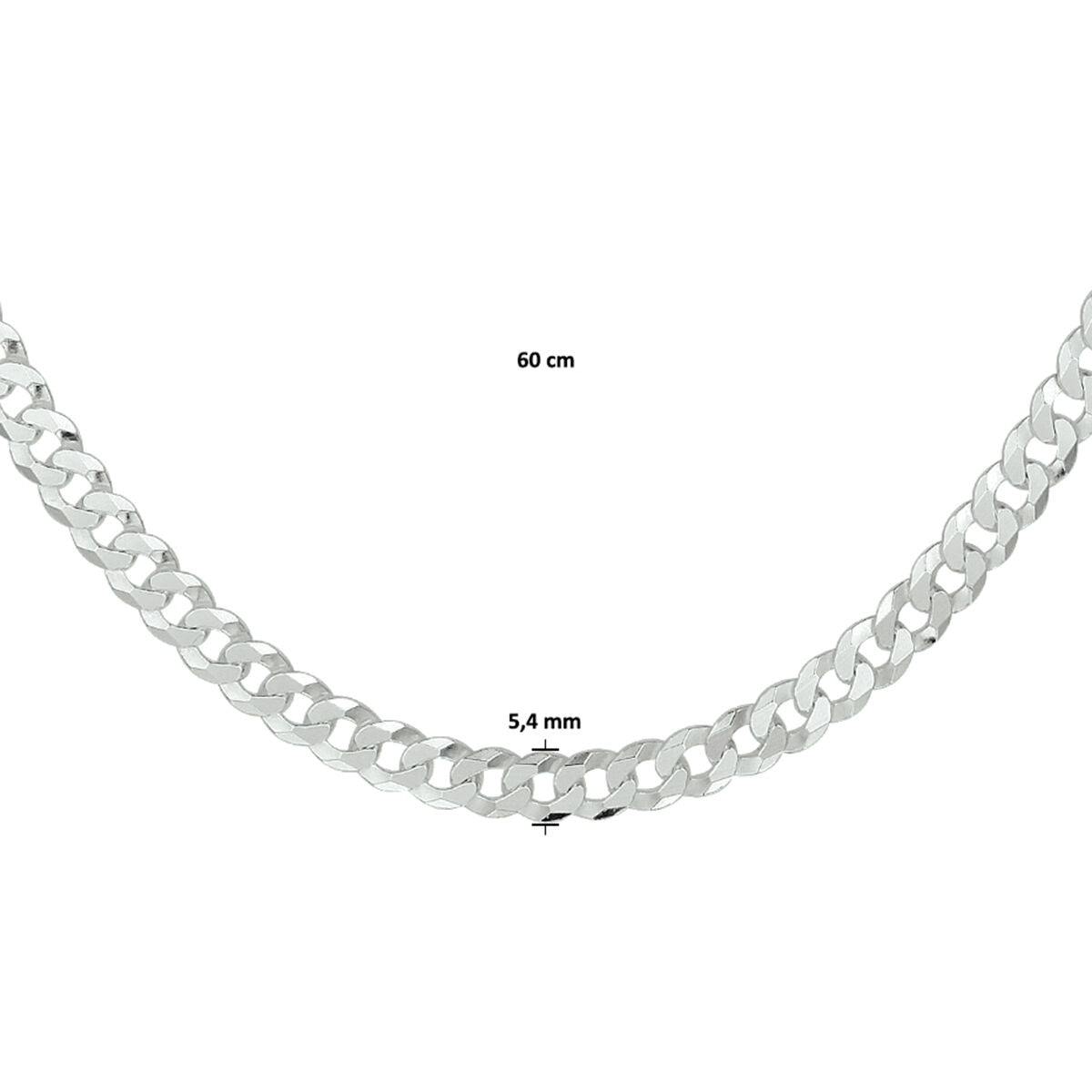 gourmette 8 caras talladas 5,4 mm plata blanco