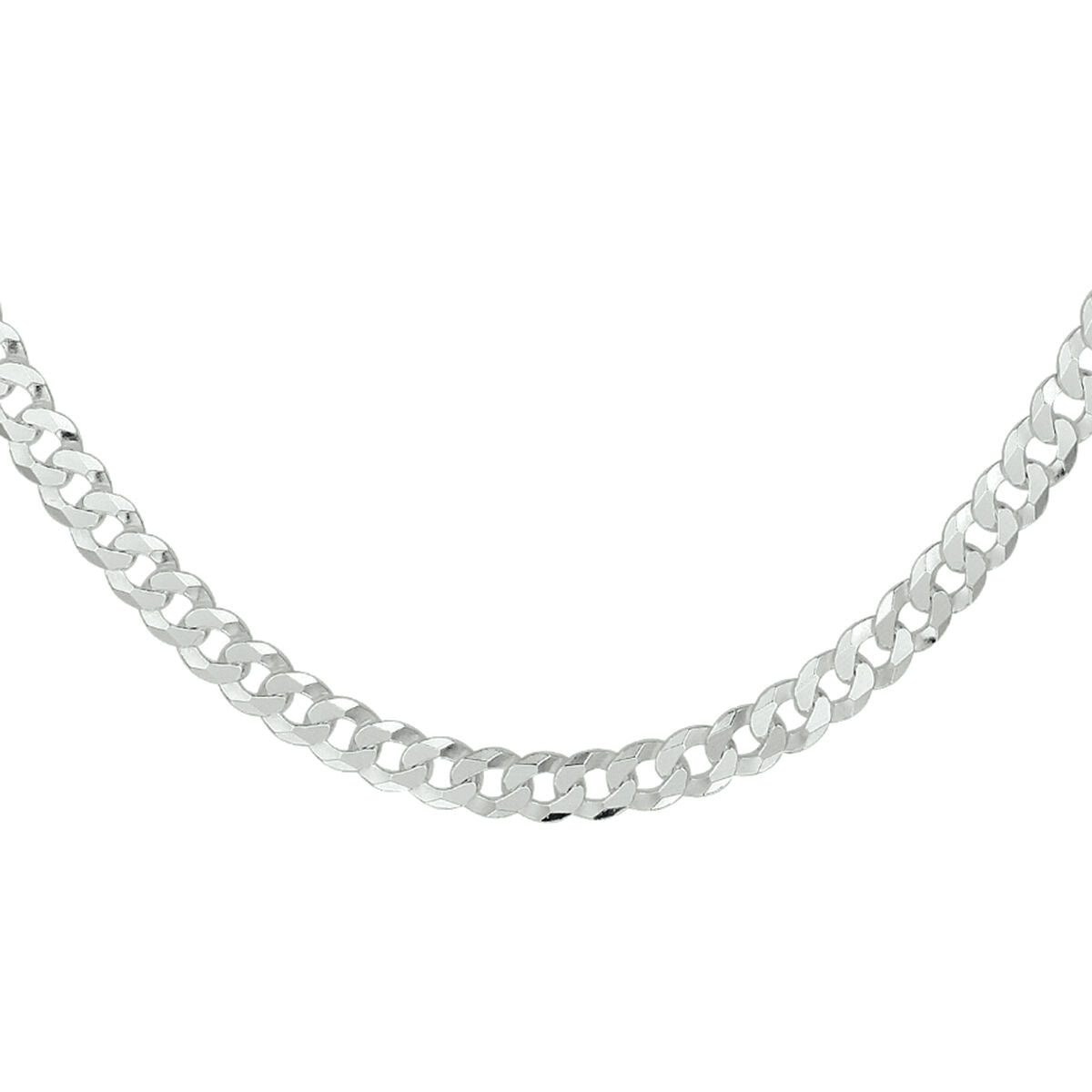 cadena gourmette de plata blanca de 5,4 mm con ocho caras pulidas.