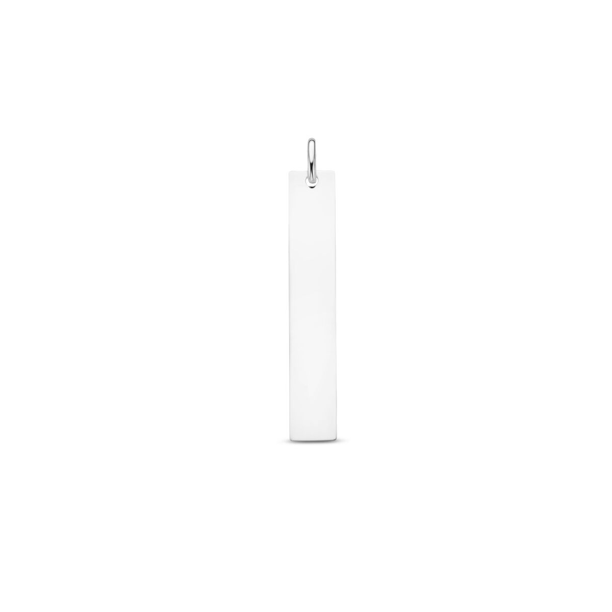 Colgante rectangular de plata blanca, liso y brillante, ideal para grabar.