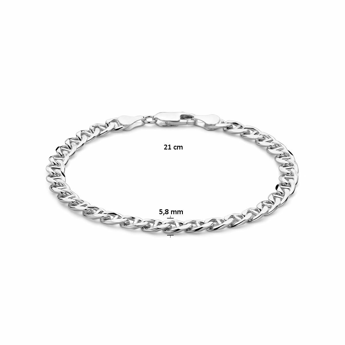 pulsera ancla 5,8 mm 21 cm plata blanco