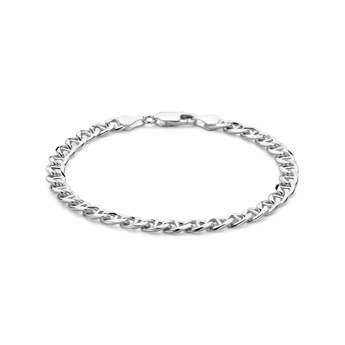 Pulsera de ancla de 5,8 mm y 21 cm en plata blanca.