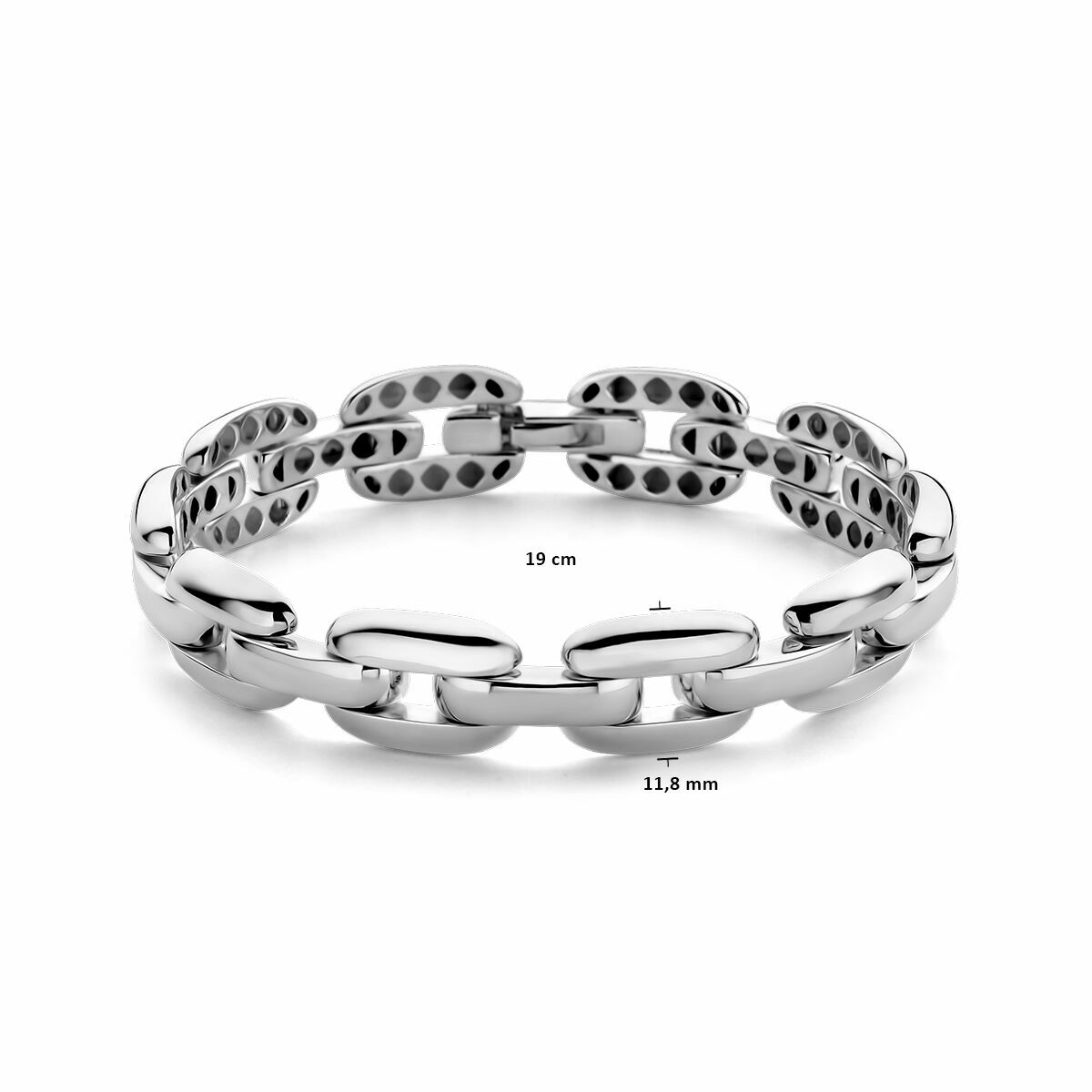 pulsera 11,8 mm 19 cm plata blanco