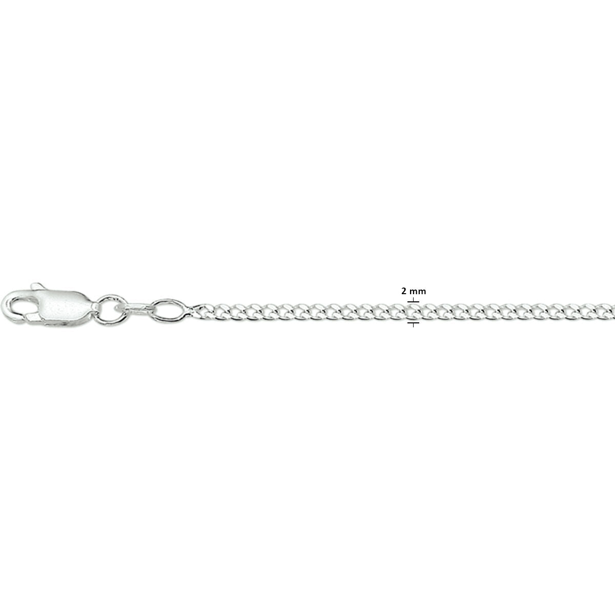 Collar gourmette de plata blanca de 2,0 mm con cuatro lados pulidos.