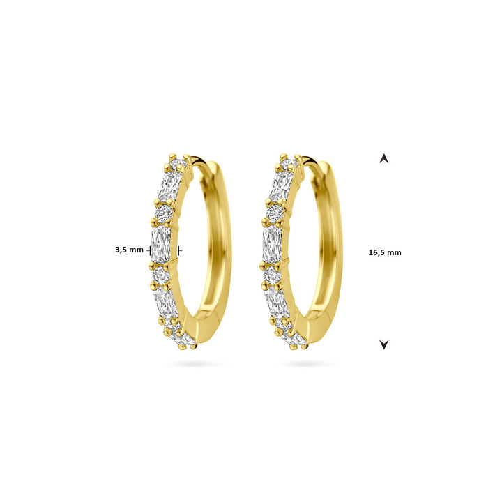 klapoorringen zirkonia 1 micron zilver verguld (geel)
