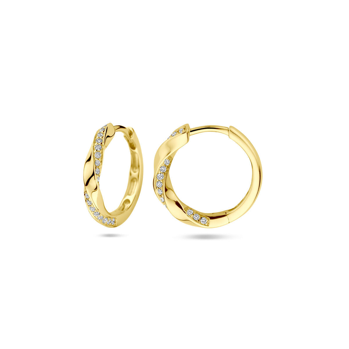 aros de diamante 0.20ct (2x 0.10ct) h si 15 mm 14K oro amarillo