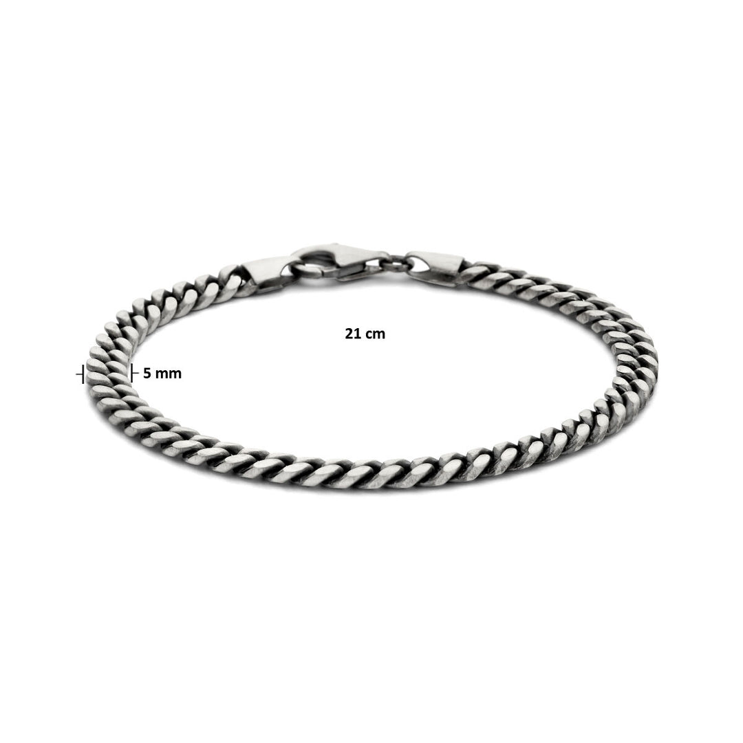 gourmette 6-zijdes geslepen oxi 5,0 mm zilver geoxideerd