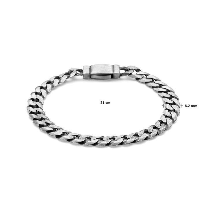 armband gourmette 8-zijdes geslepen 8,2 mm zilver geoxideerd