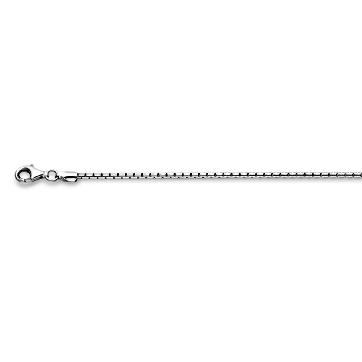 cadena veneciana de 1.6 mm en plata oxidada con cierre de langosta.