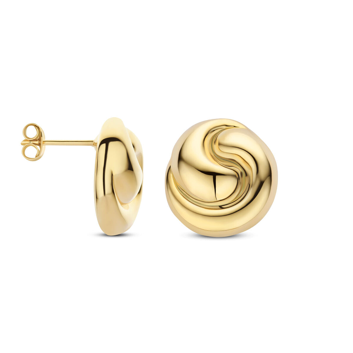 pendientes de botón 18 mm plata chapado en oro amarillo