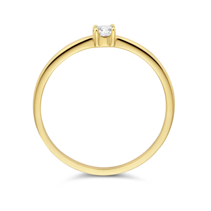 ring met geboortesteen zirkonia april 14K geelgoud
