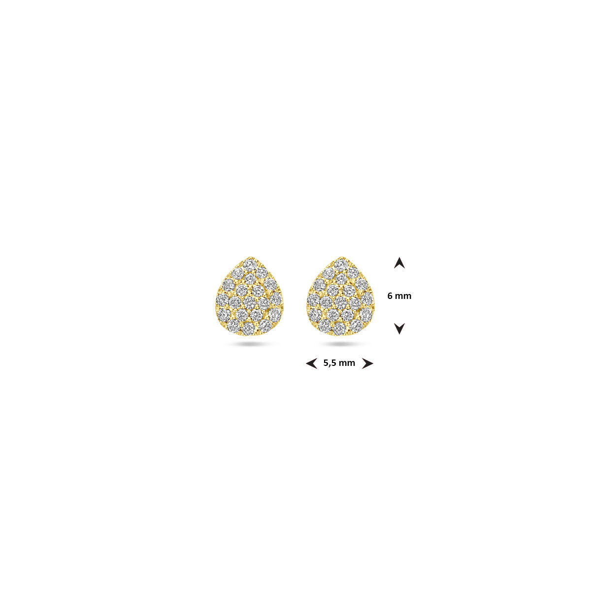 pendientes de botón gota diamante 0.21ct (2x 0.105ct) h si 6 mm oro amarillo