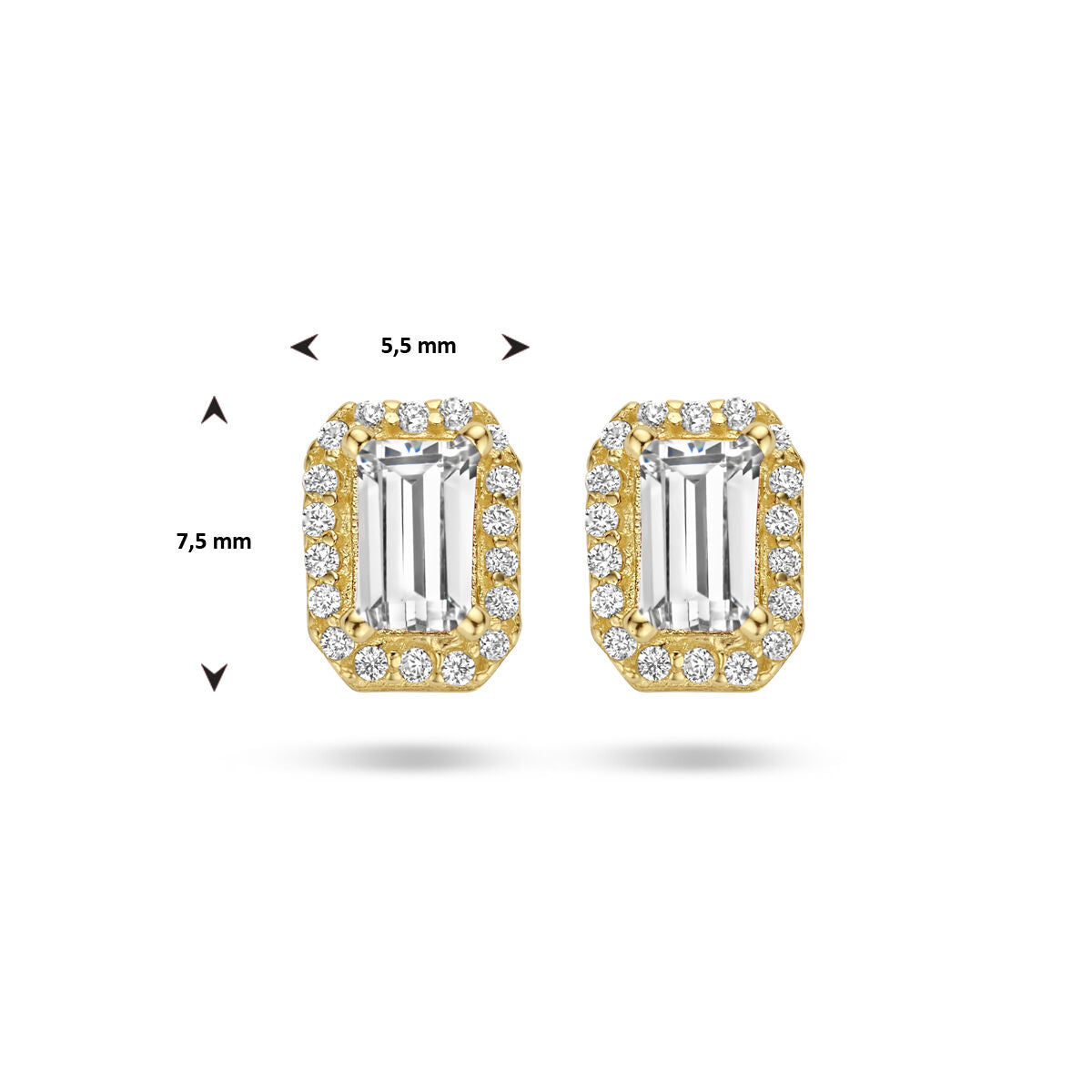 pendientes de botón zircón halo 14K oro amarillo