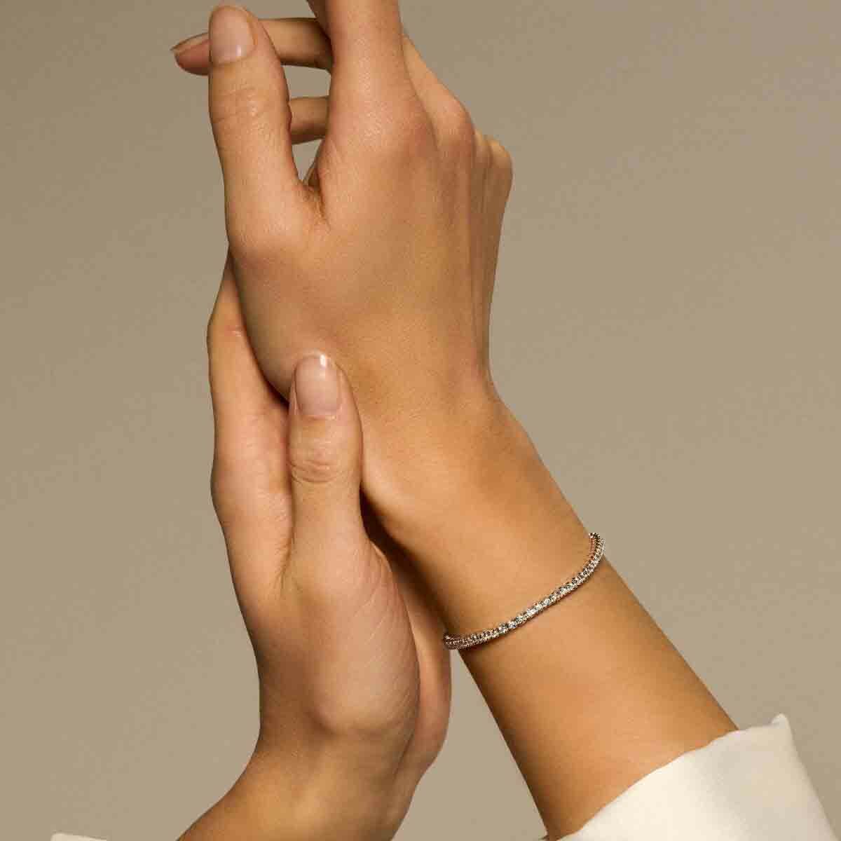 pulsera de tenis diamante 1.00ct h si 2,0 mm 17,5 cm 14K oro amarillo