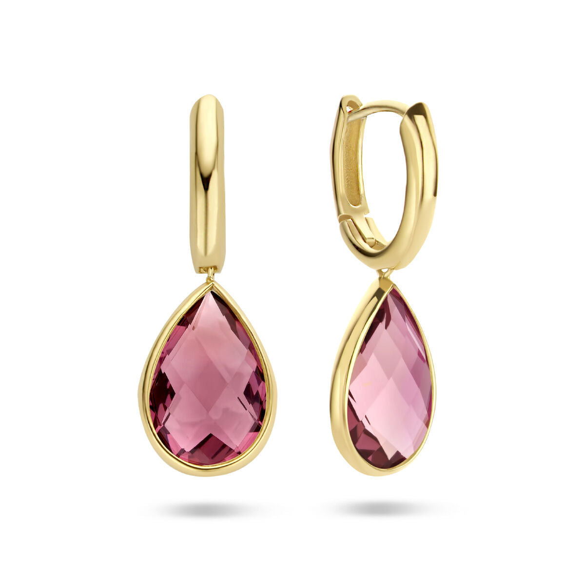 aros de rodolita cuarzo 14K oro amarillo