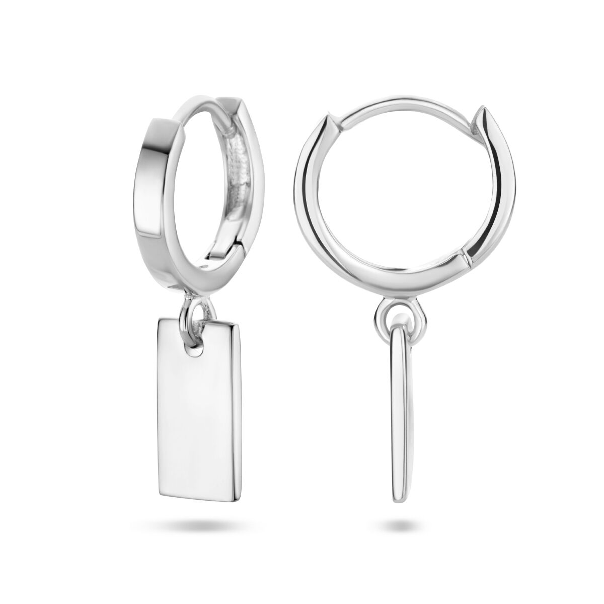 colgante de aro rectangular plata rodiada