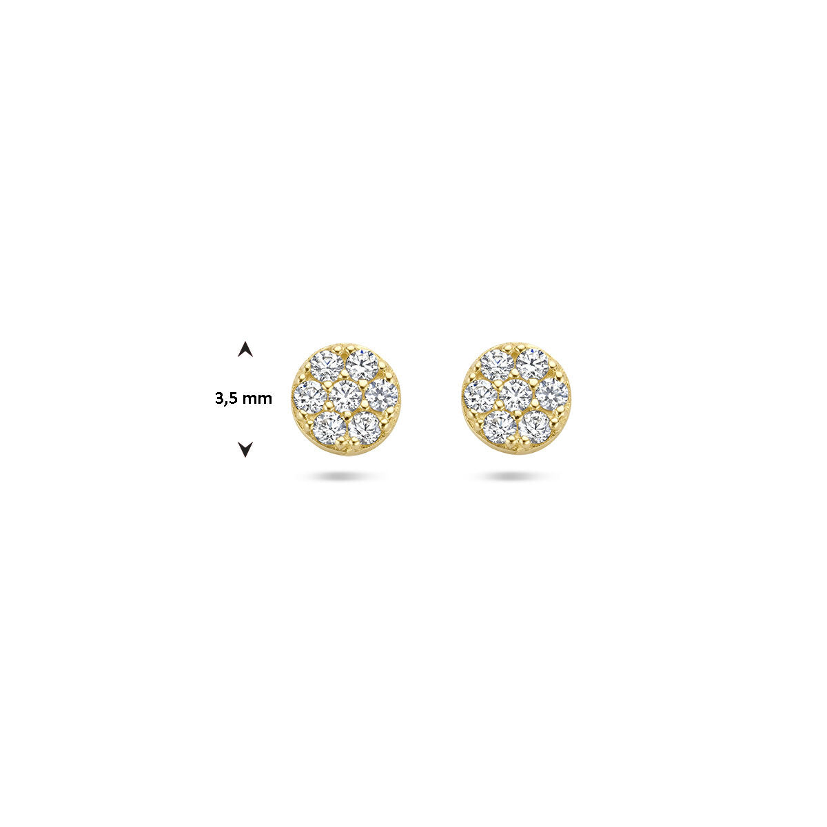 pendientes de botón de zirconia en oro amarillo de 14K