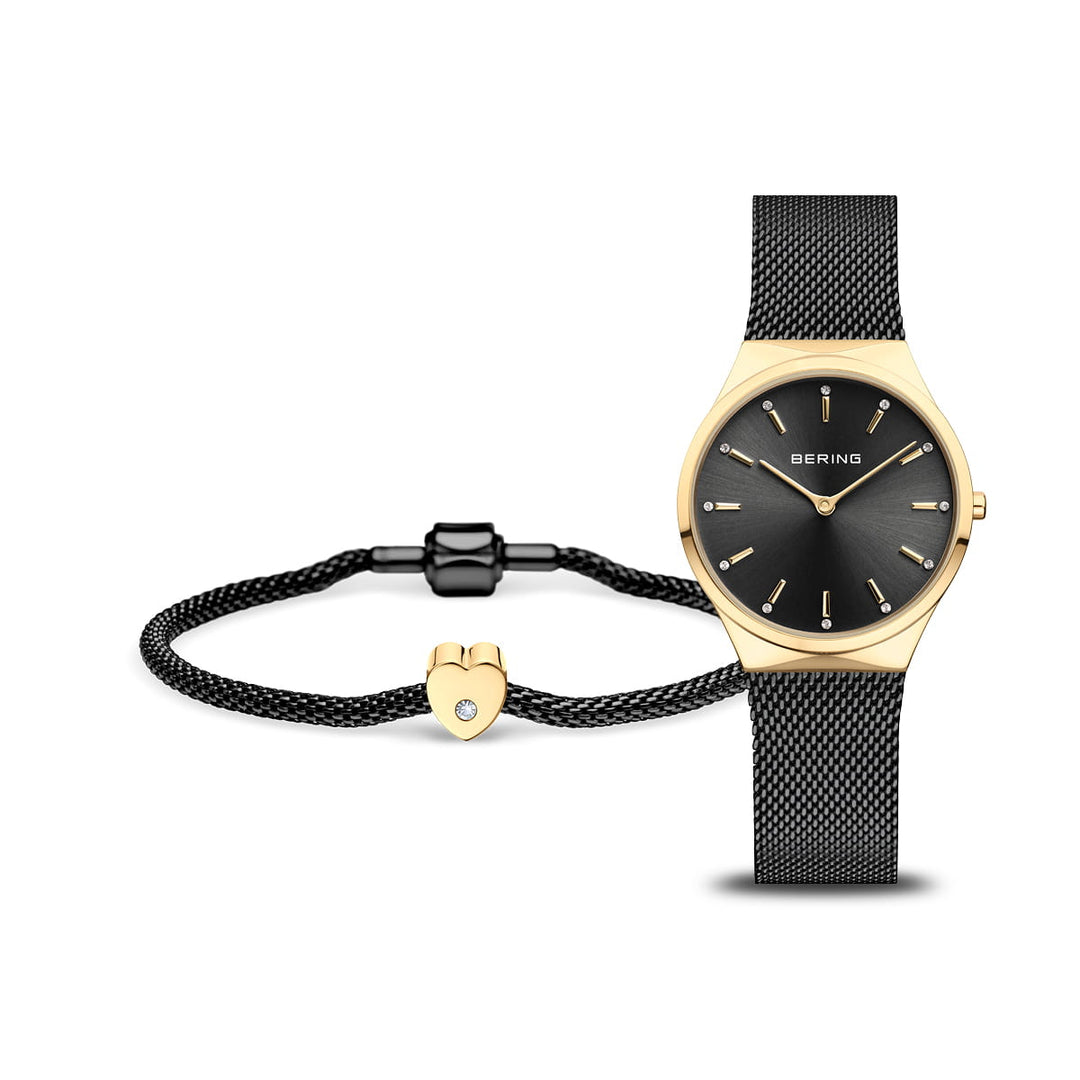 bering dames horloge zwarte wijzerplaat - 12131-132-GWP