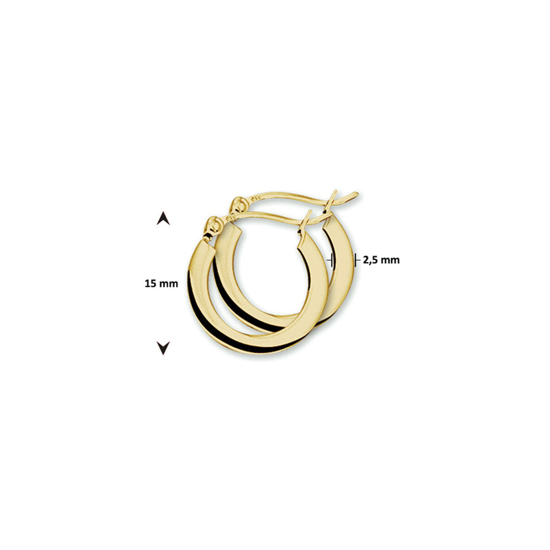 aros tubo cuadrado 14K oro amarillo 2.5mm