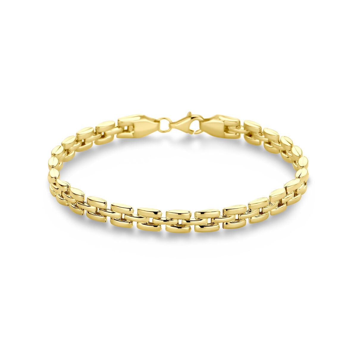 Pulsera de pantera de 5,3 mm en oro amarillo de 14K, con un diseño elegante y cierre de langosta.