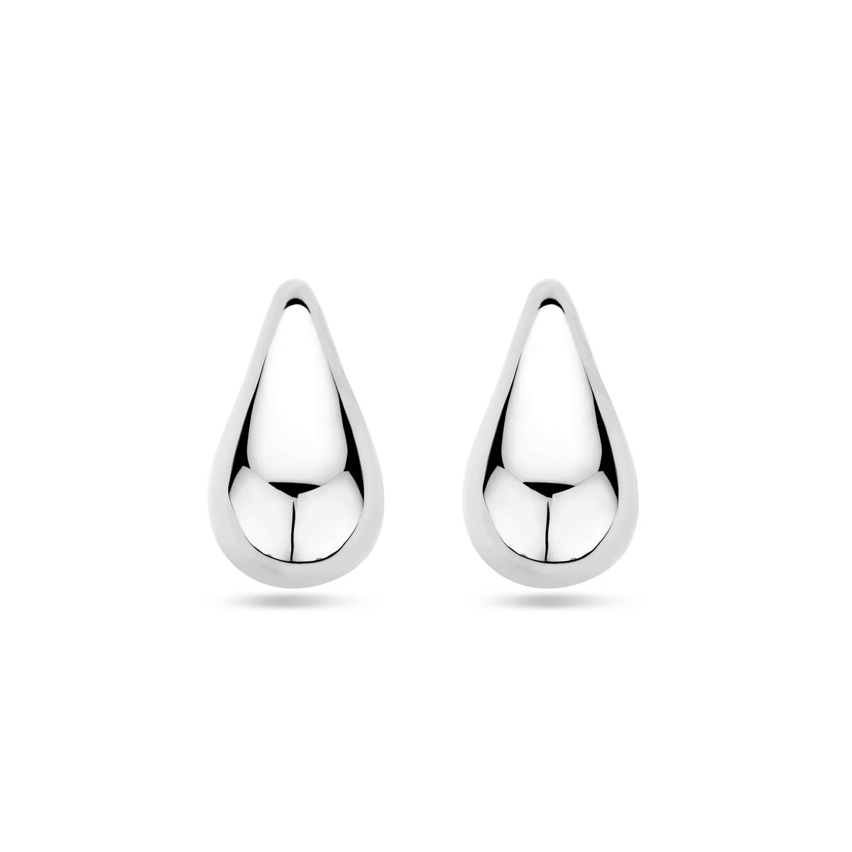 Pendientes de gota de 30 mm en plata rodiada con acabado brillante.