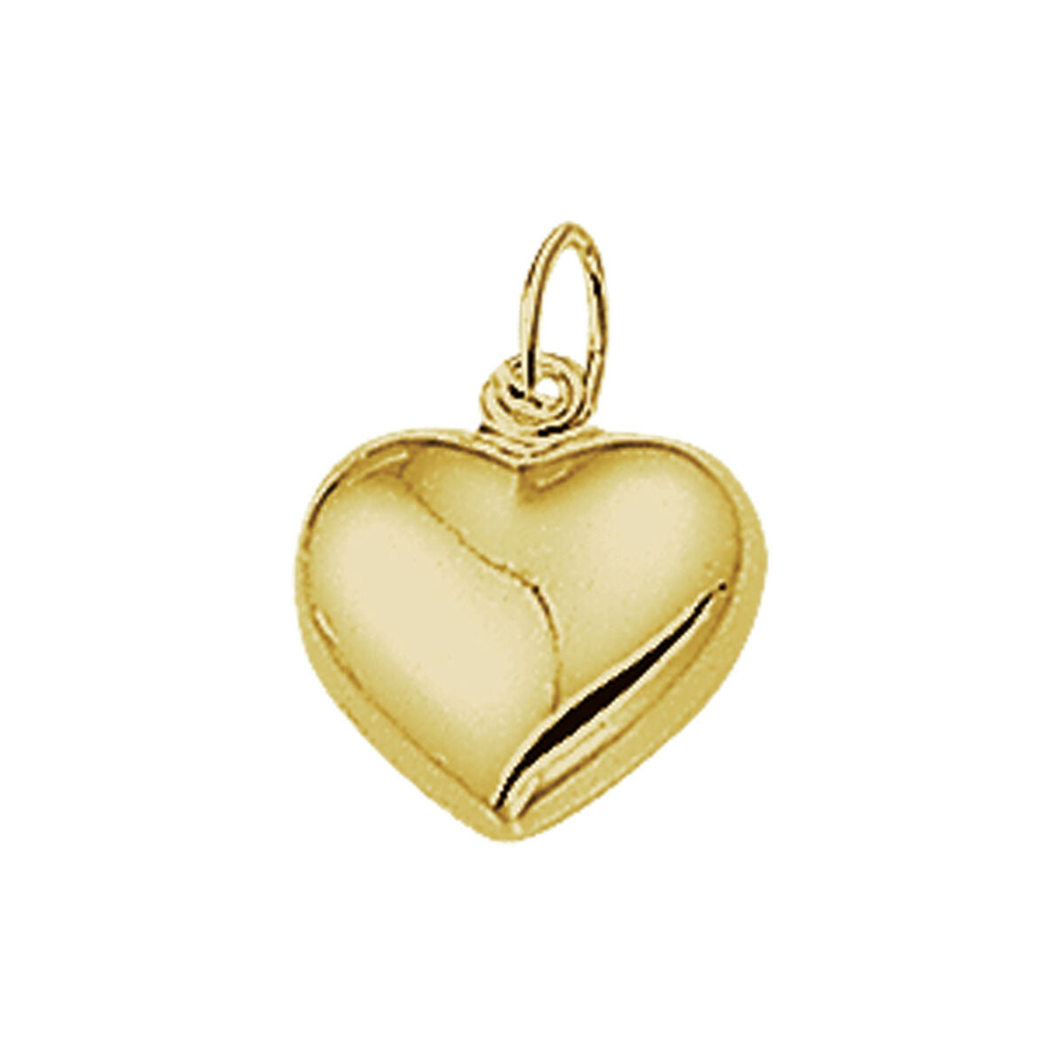 Colgante en forma de corazón de oro amarillo de 14 quilates, con acabado pulido.