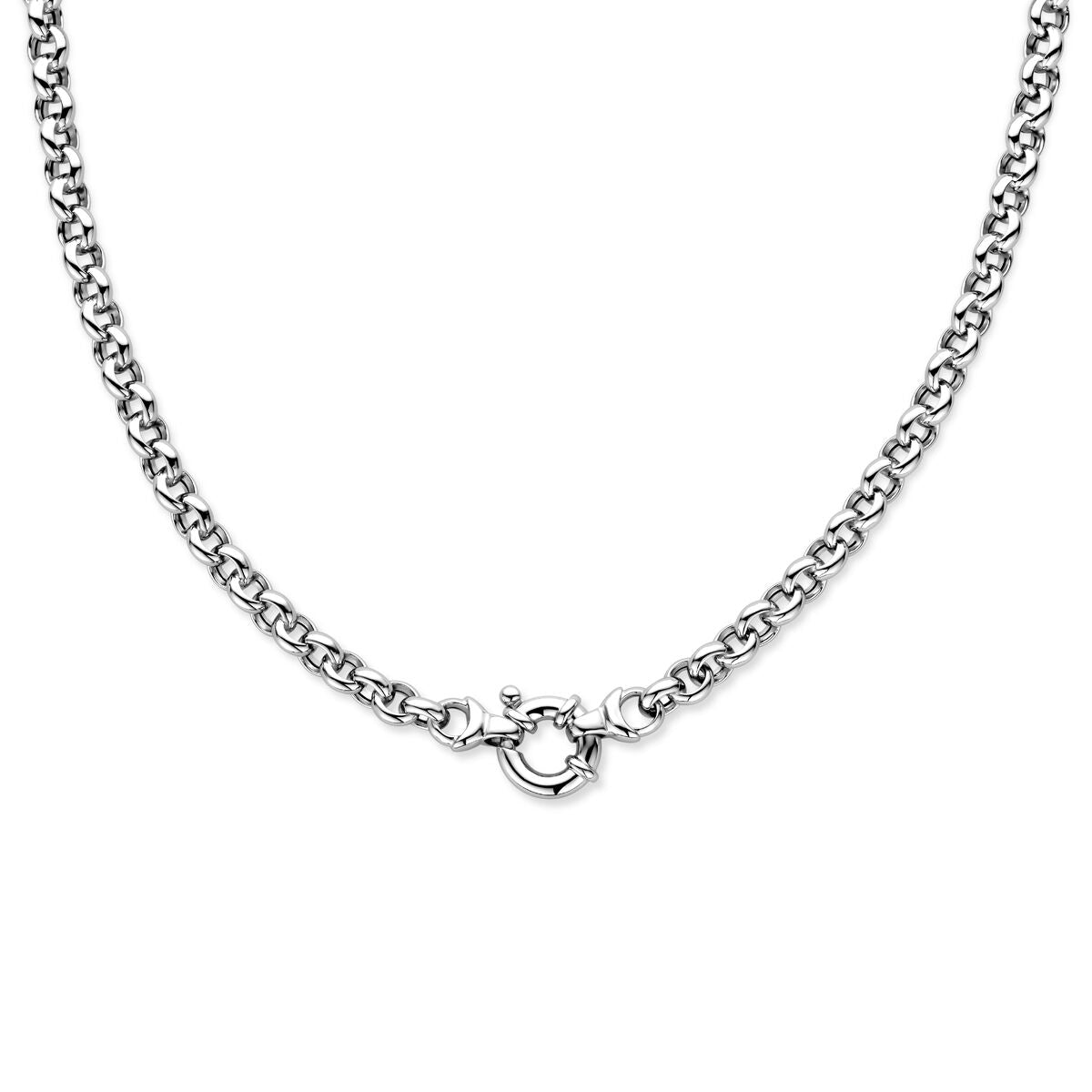 Collar jasseron de 7 mm con gran cierre de resorte en plata rodiada.