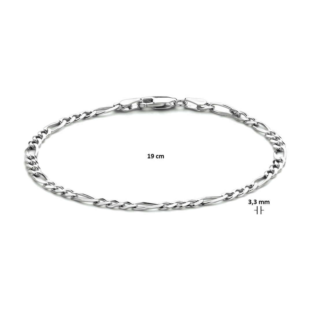 figaro 3,3 mm zilver gerhodineerd