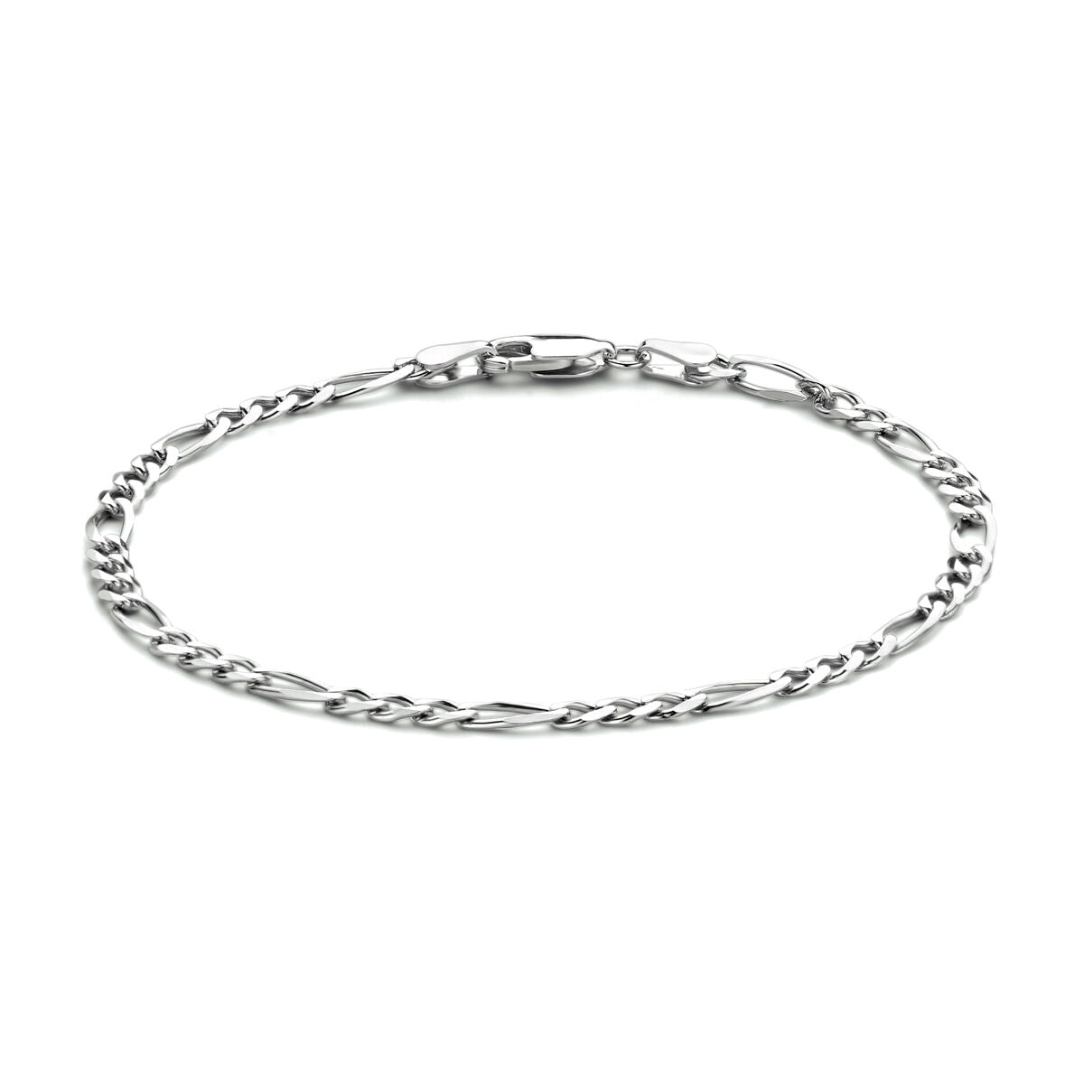 Pulsera de plata rhodium con eslabones Figaro de 3,3 mm.