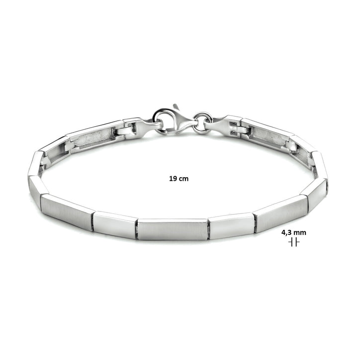 armband 4,3 mm 19 cm poli/mat zilver gerhodineerd