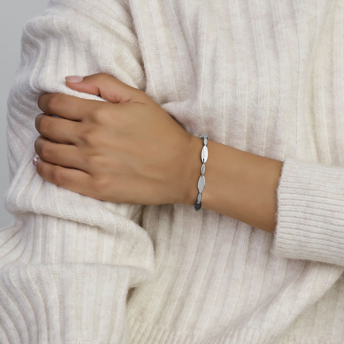 pulsera 5,2 mm 19 cm poli/mate plata rodiada