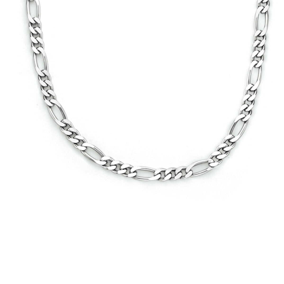 Collar figaro de 2,2 mm en plata rodiada con eslabones alternos.
