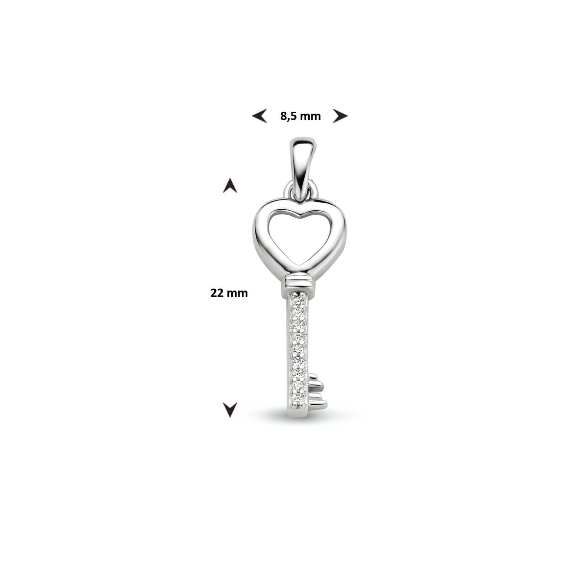 colgante llave circonita plata rodiada