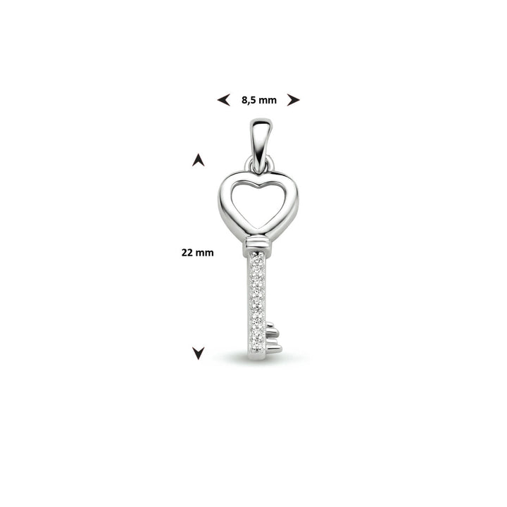 hanger sleutel zirkonia zilver gerhodineerd
