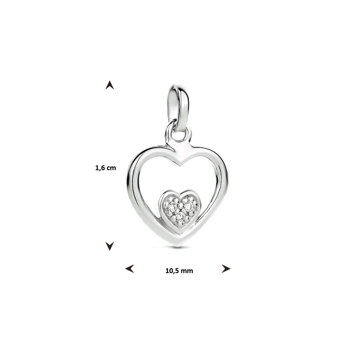colgante corazón circonita plata rodiada