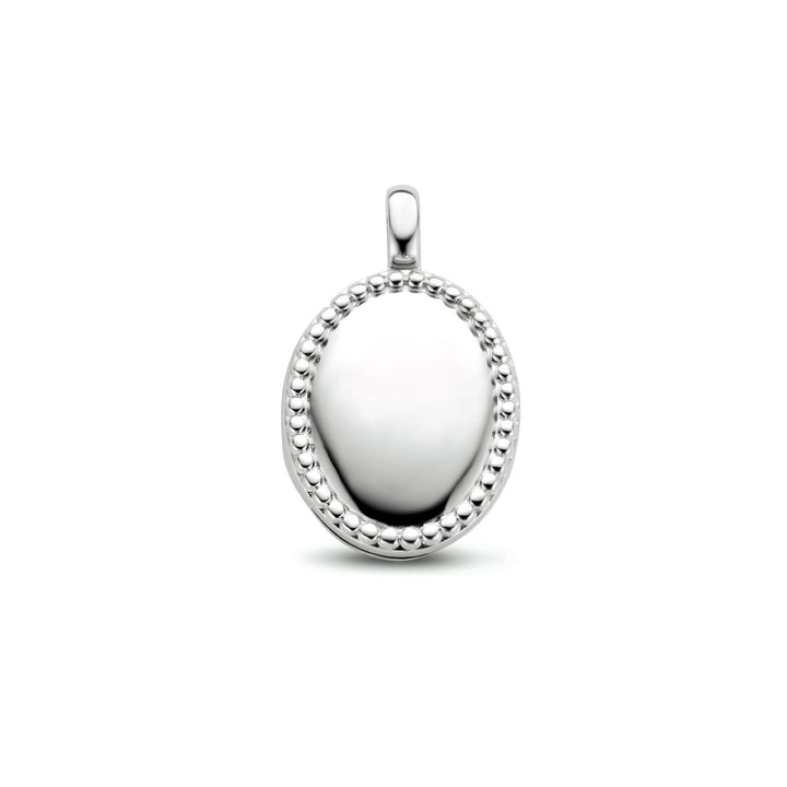 medaillon ovaal bolletjes zilver gerhodineerd