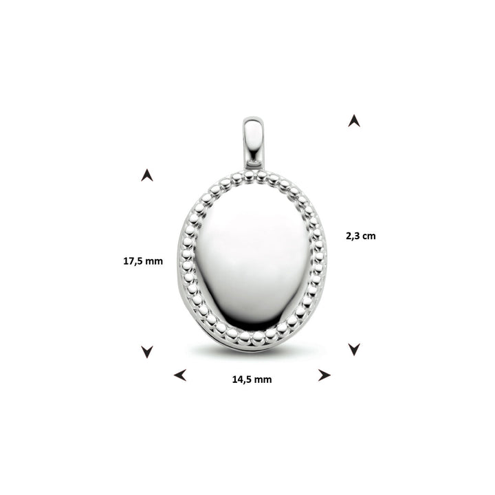medaillon ovaal bolletjes zilver gerhodineerd
