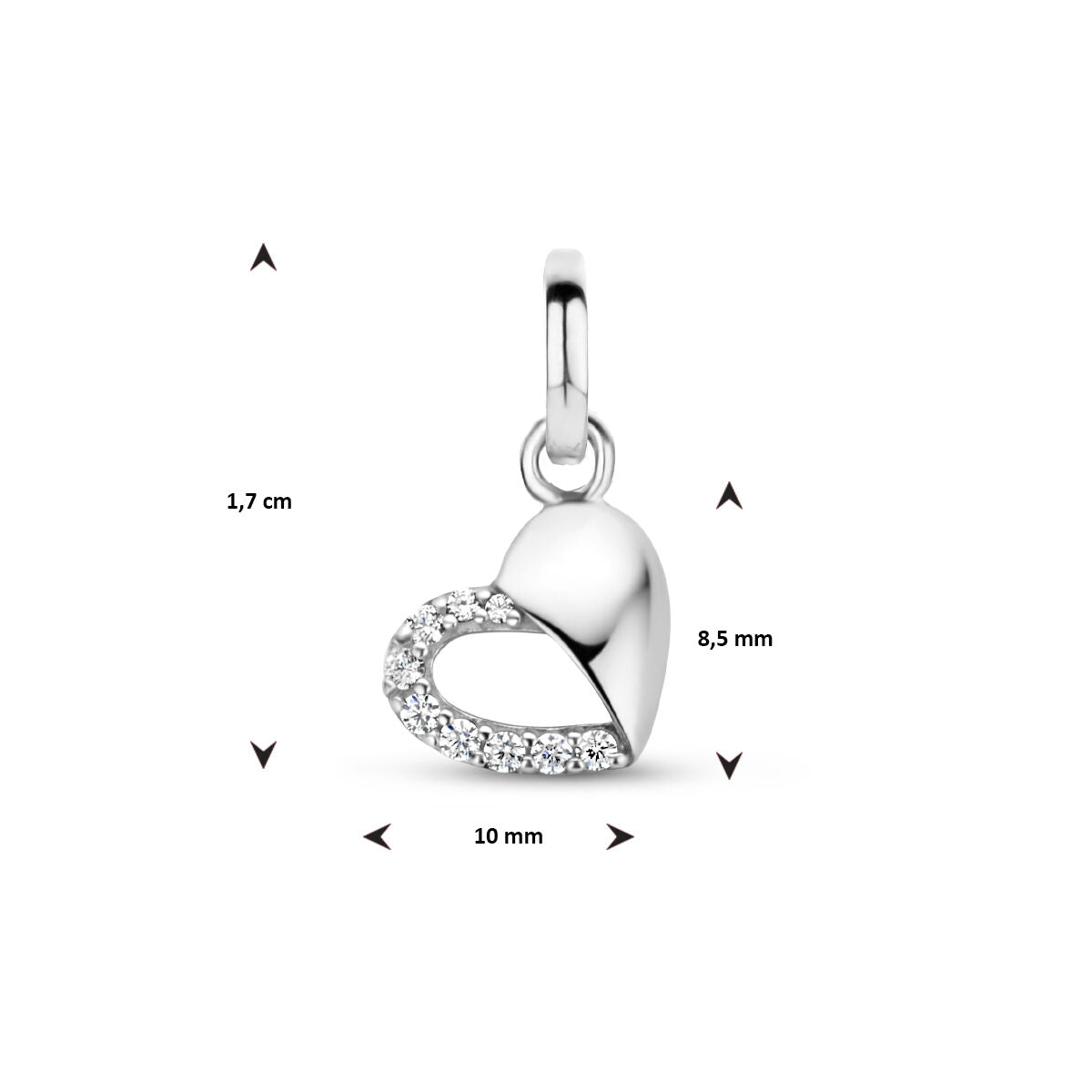 colgante corazón circonita plata rodiada