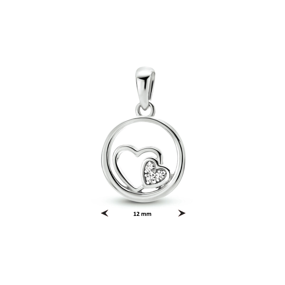 colgante de corazones zirconia plata rodiada