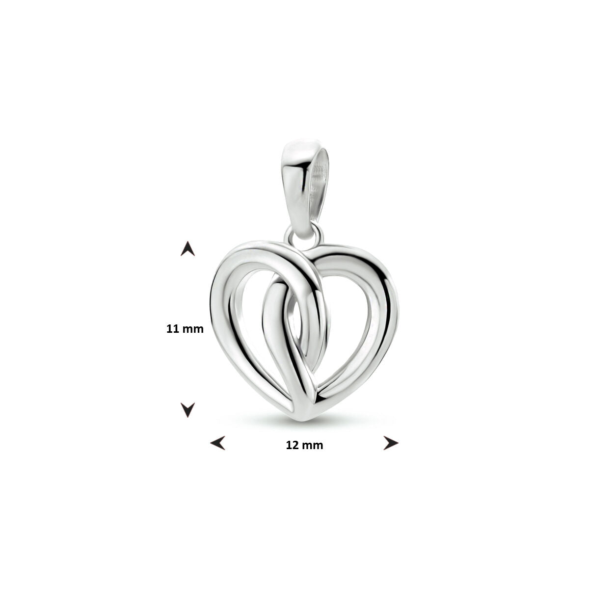 colgante corazón plata rodiada
