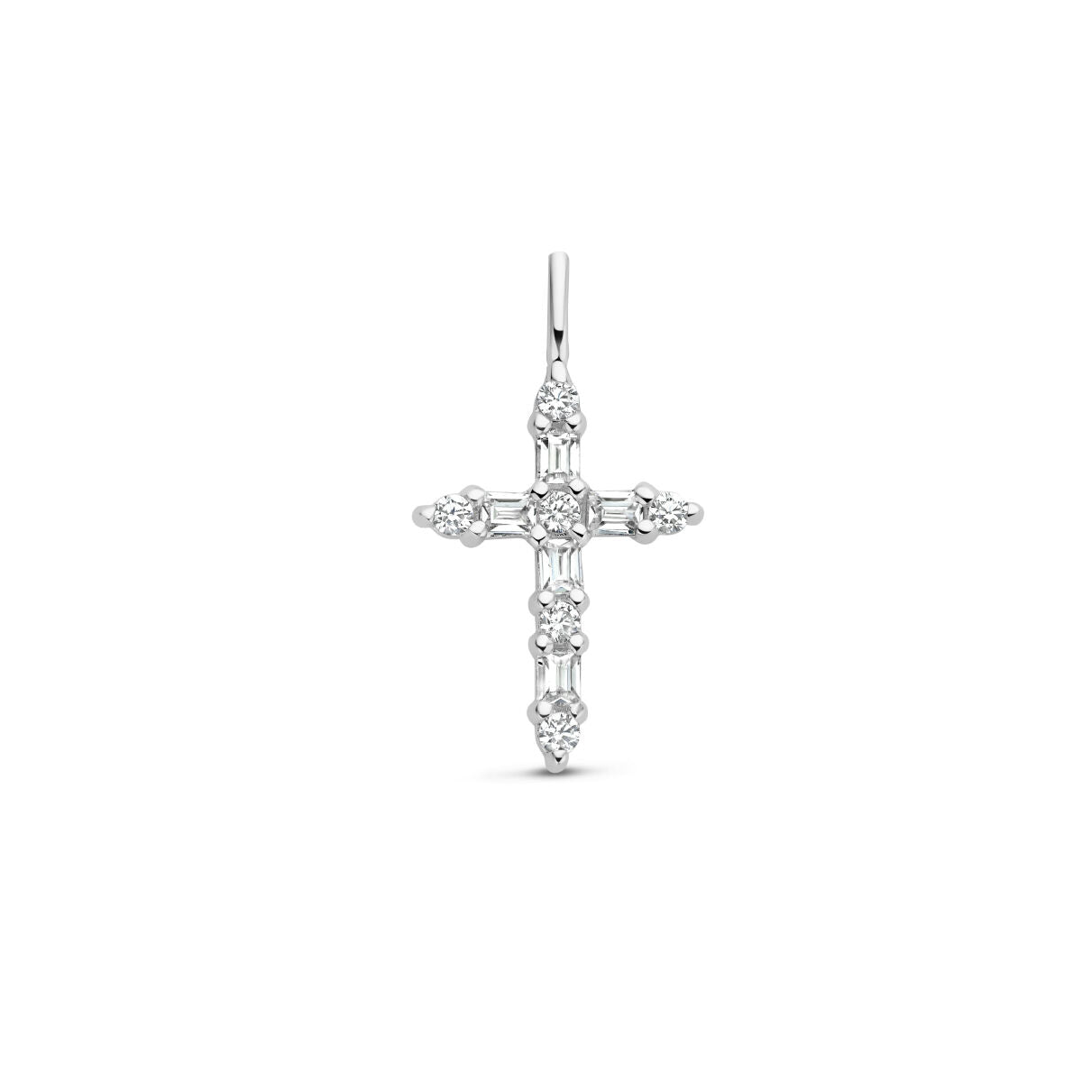 colgante cruz zirconia plata rodiada